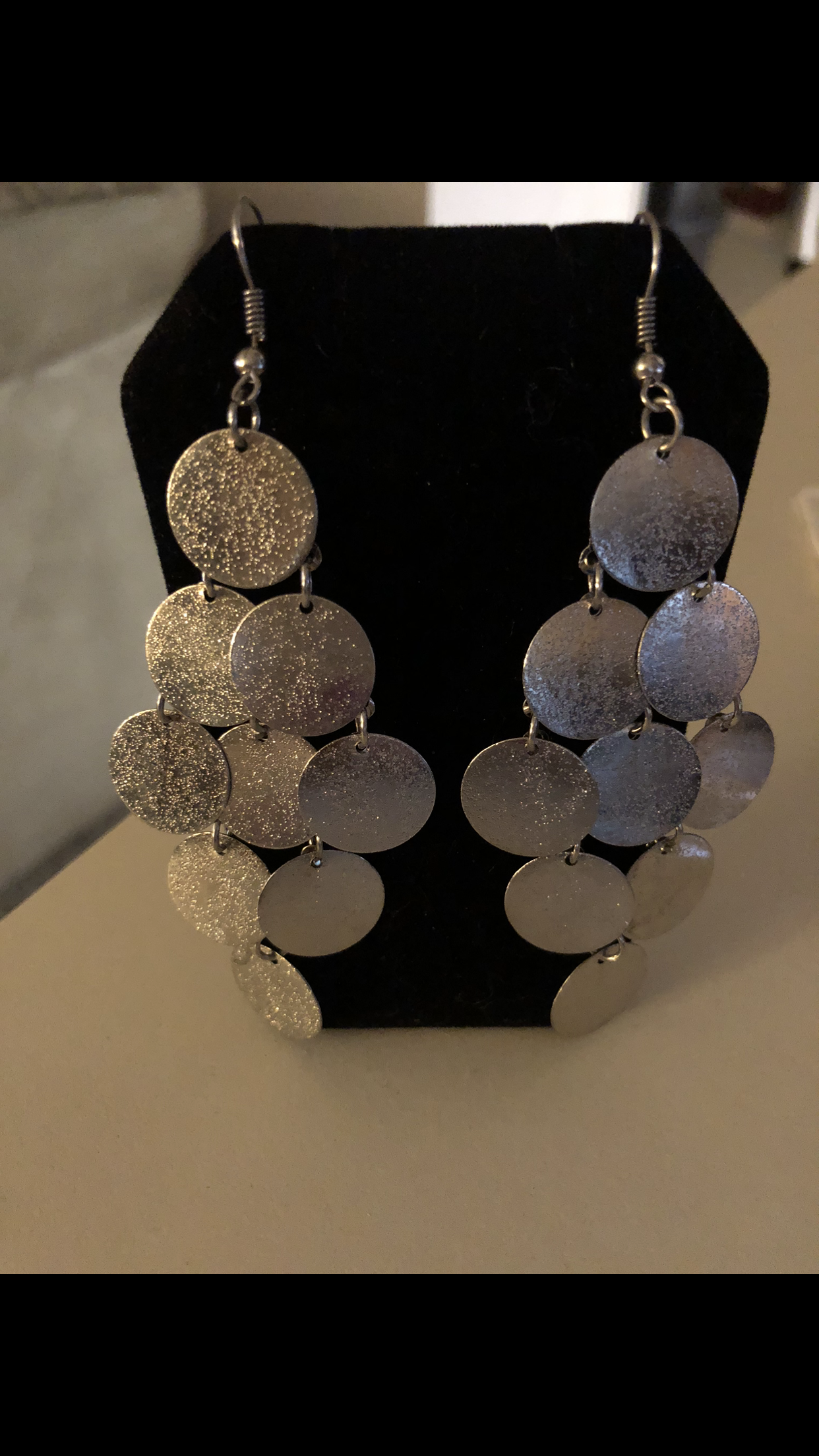 Silver Sequin Dangling Earrings