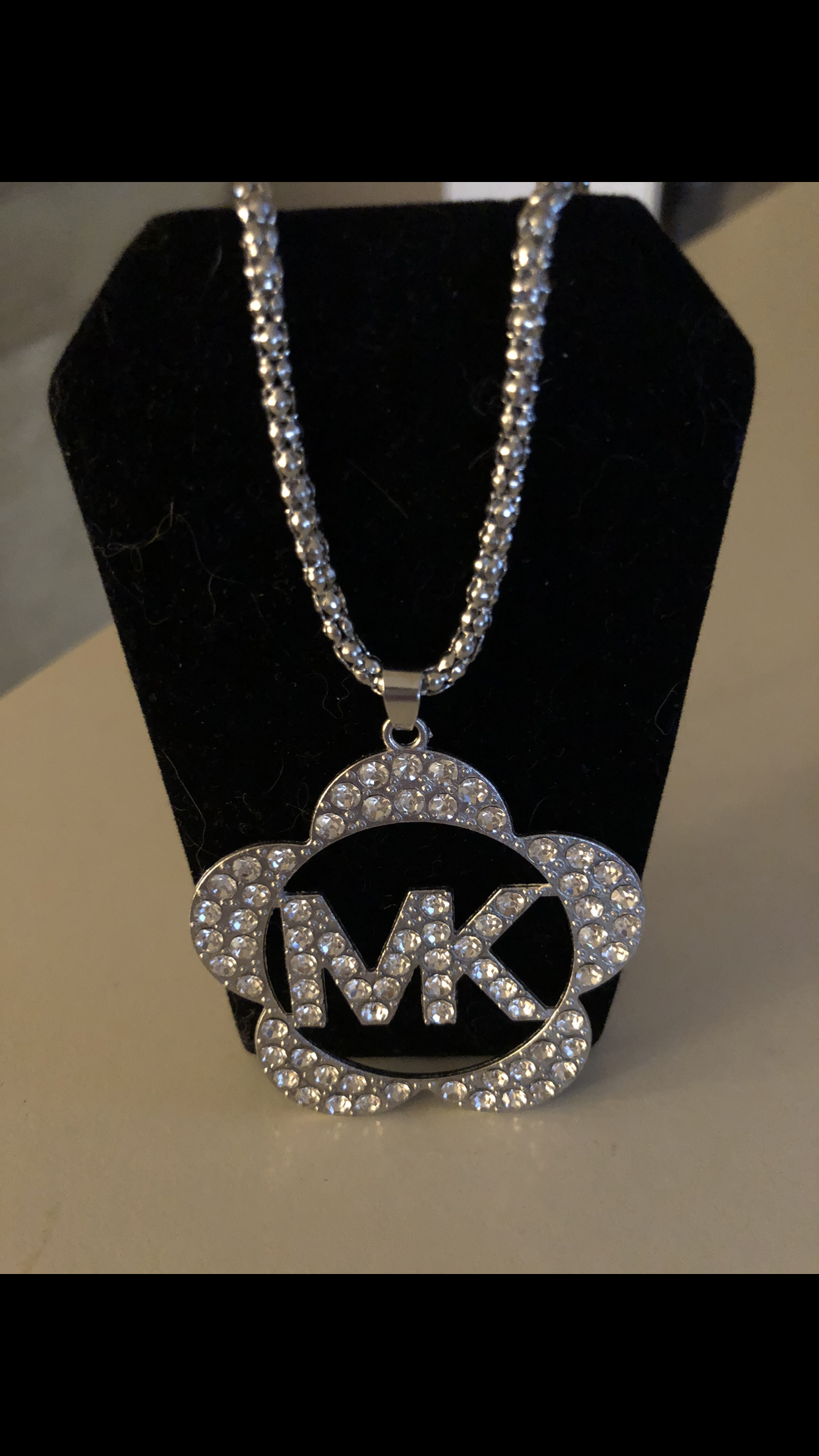 Gold or Silver Rhinestone Flower Necklace
