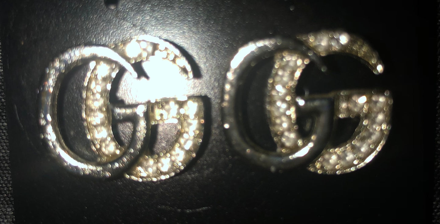 Half Silver Half Rhinestone Stud Earrings