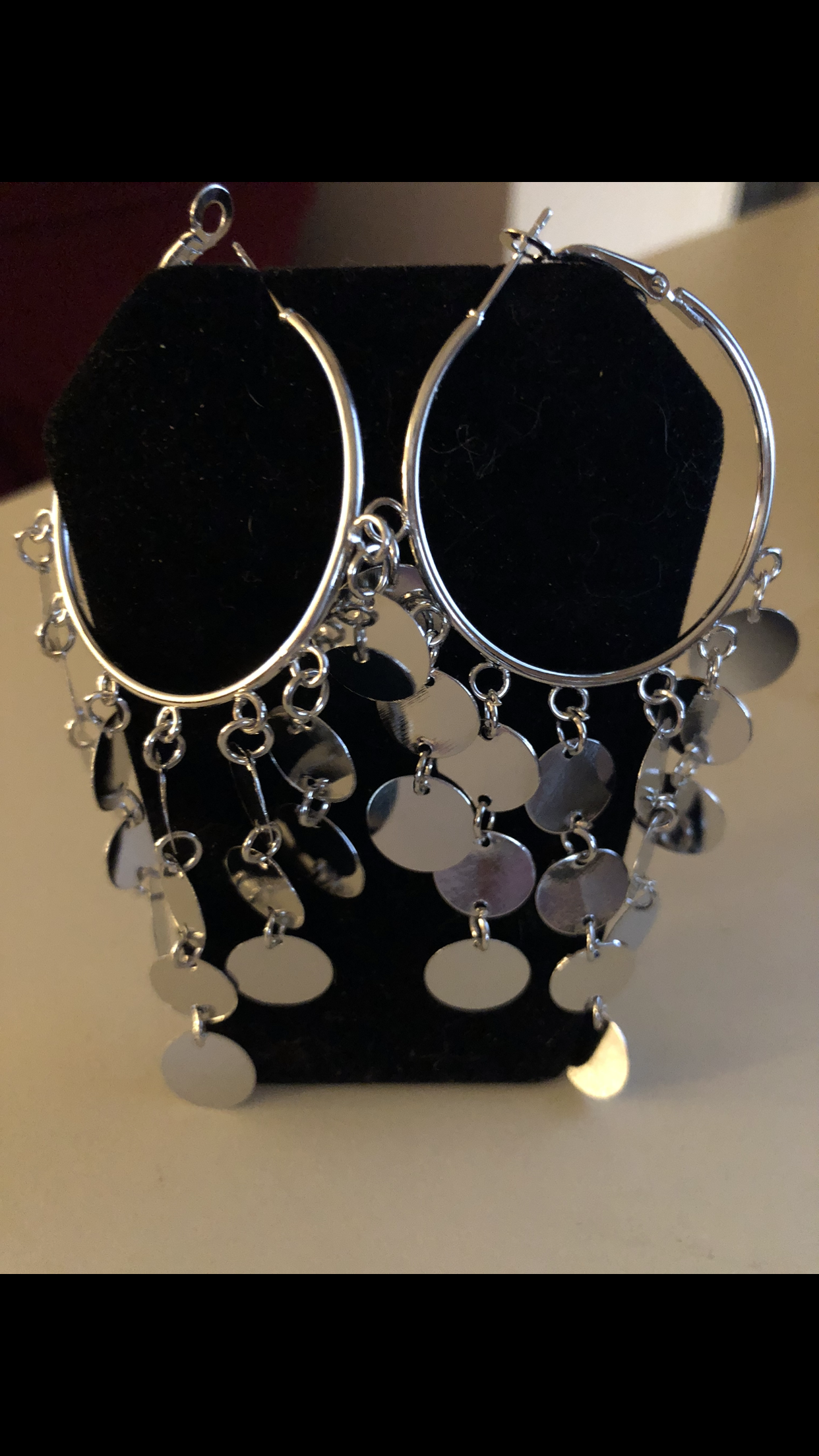Silver Sequin Dangling Earrings