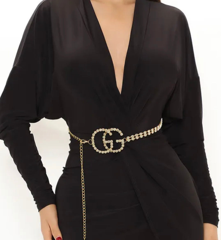Gold or Silver Rhinestone Belt