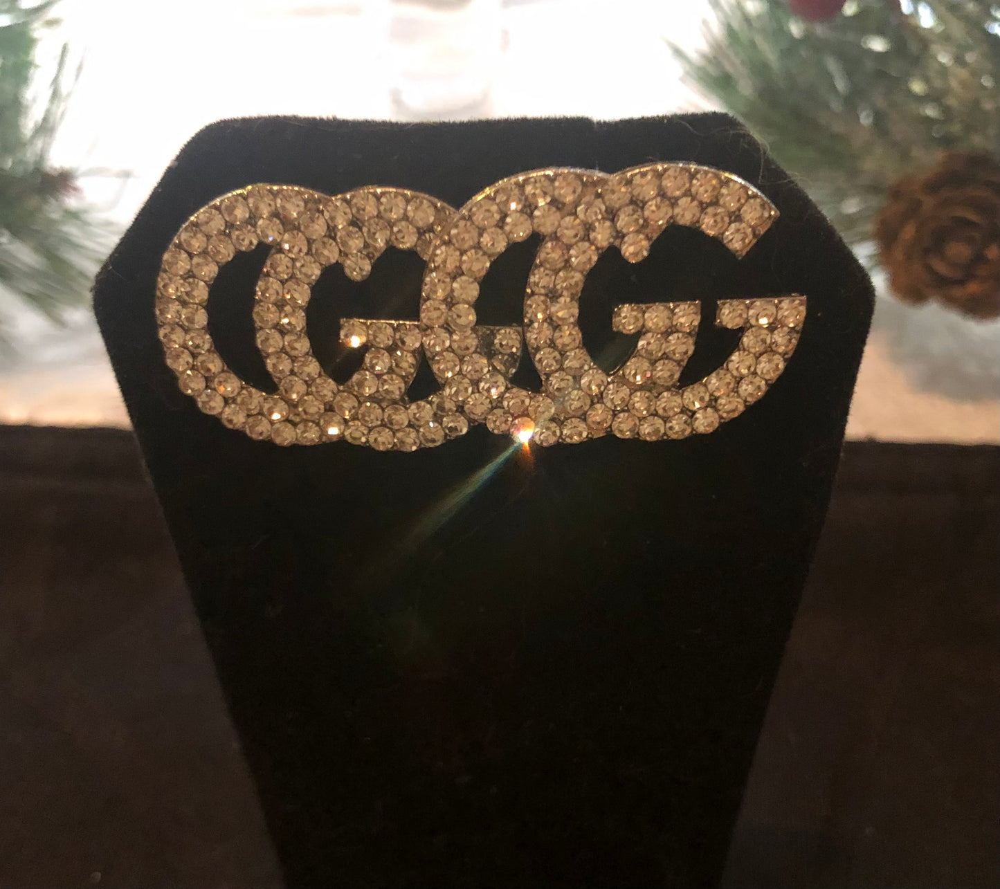 Thick silver or gold Rhinestone Earrings