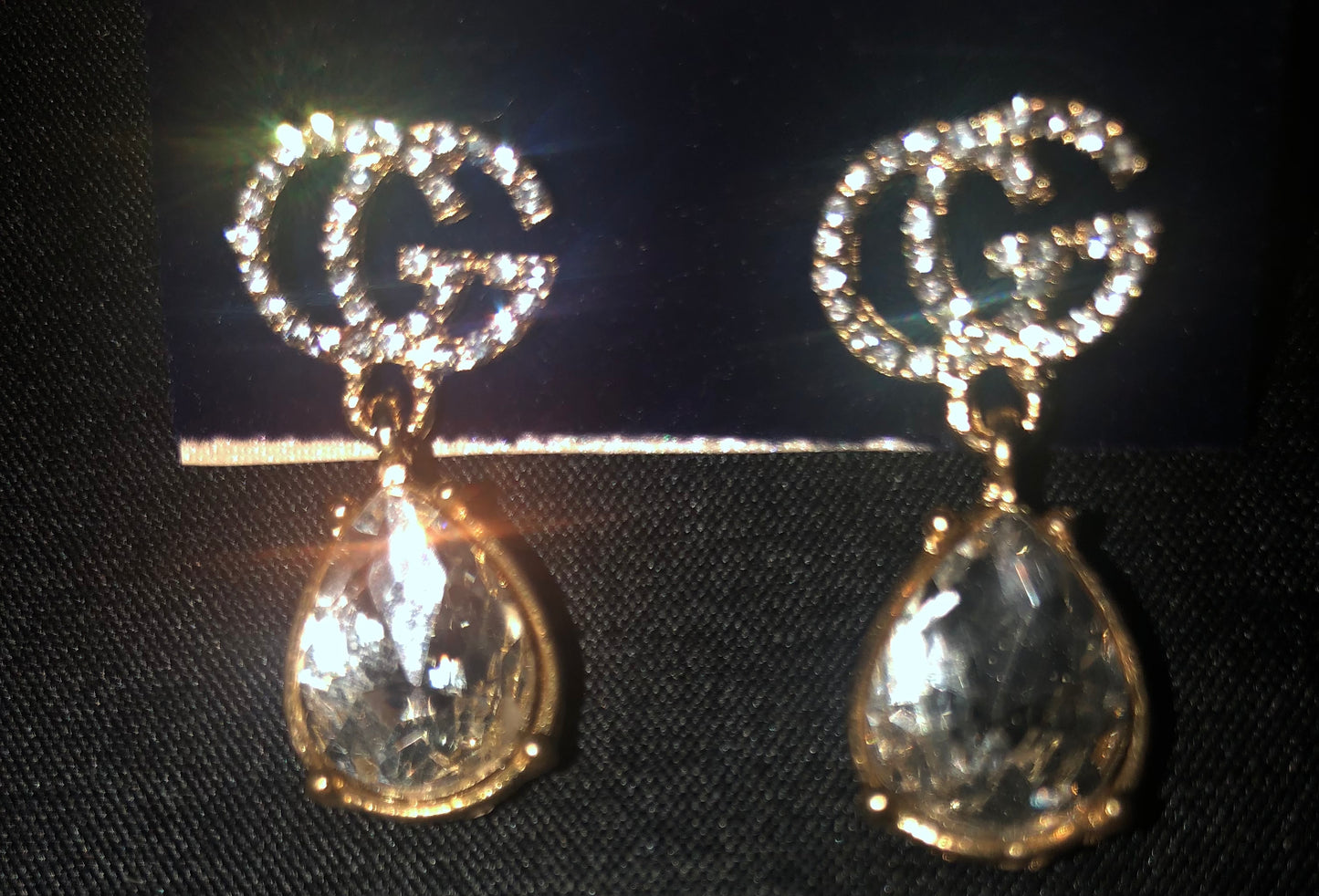 Silver or Gold Rhinestone Drop Earrings