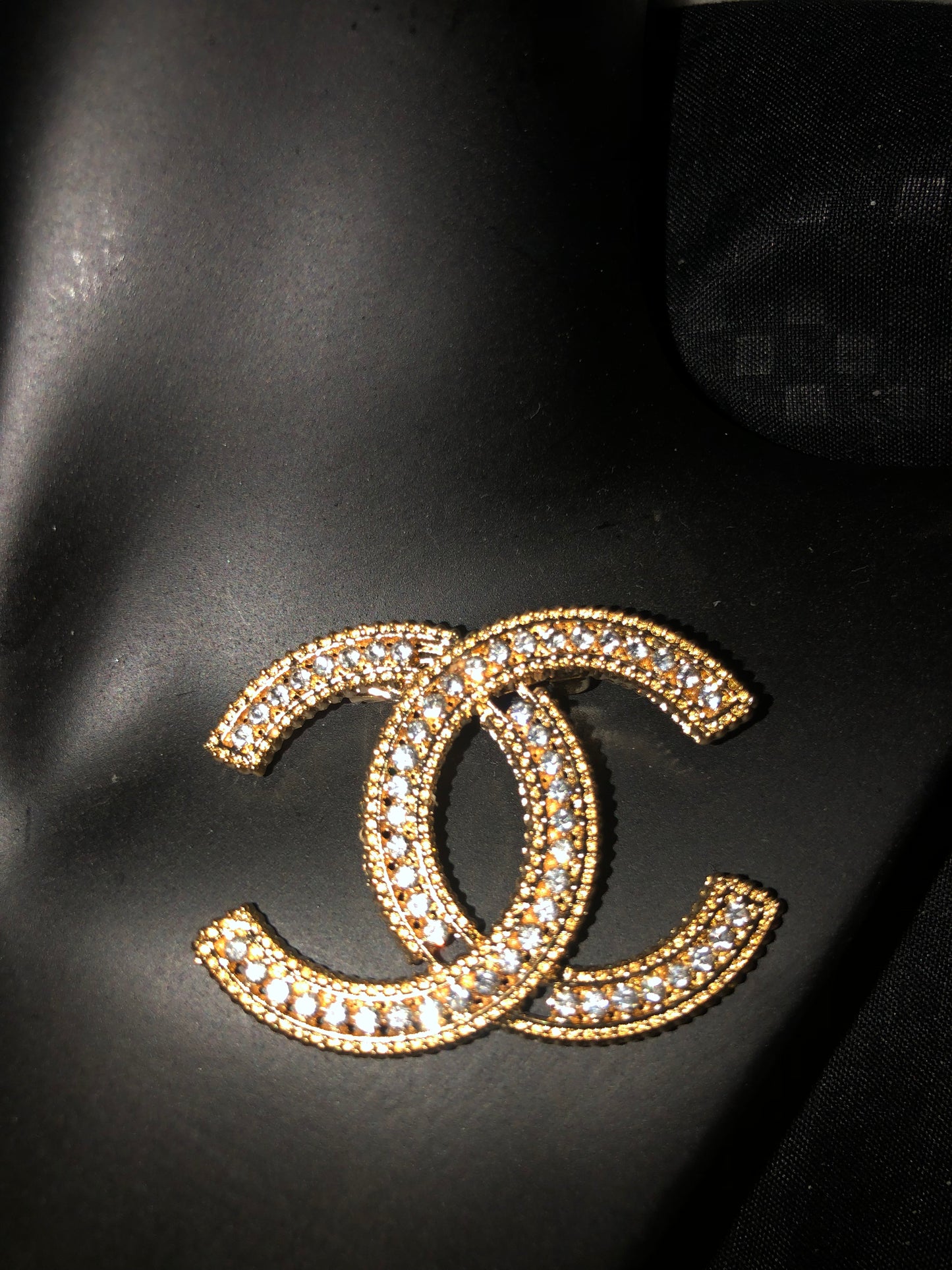 Gold Rhinestone Brooch