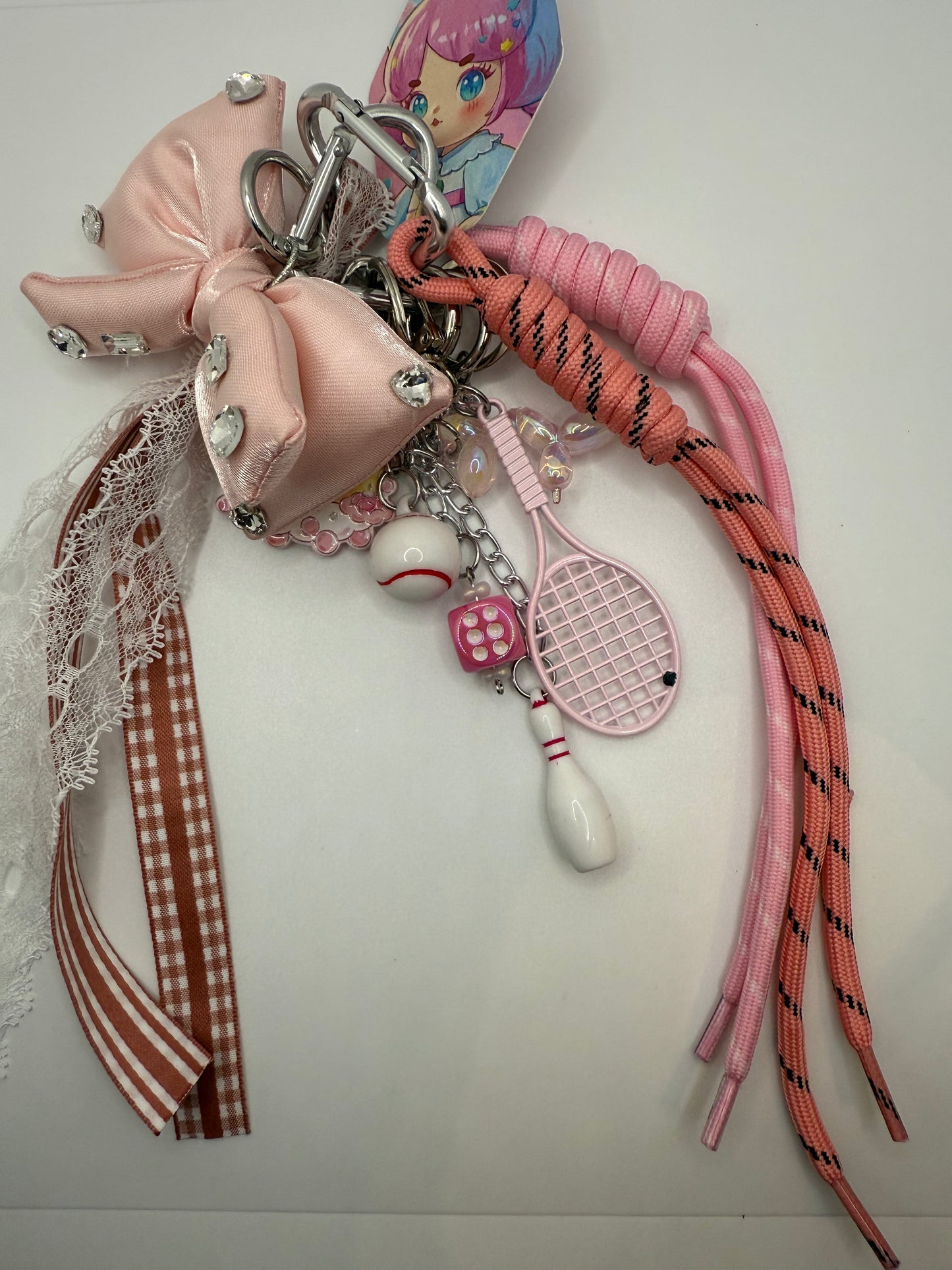Pink Studded Bow Handbag Charm