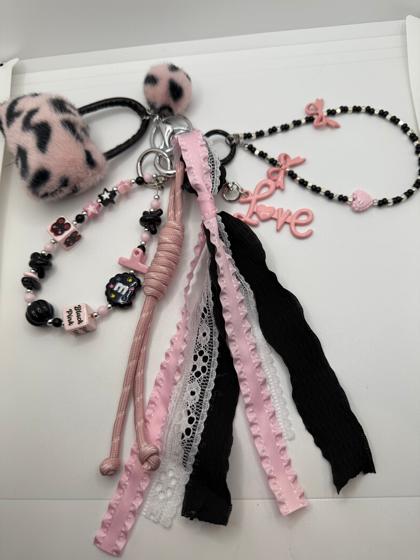 Pink & Black Handbag Charm