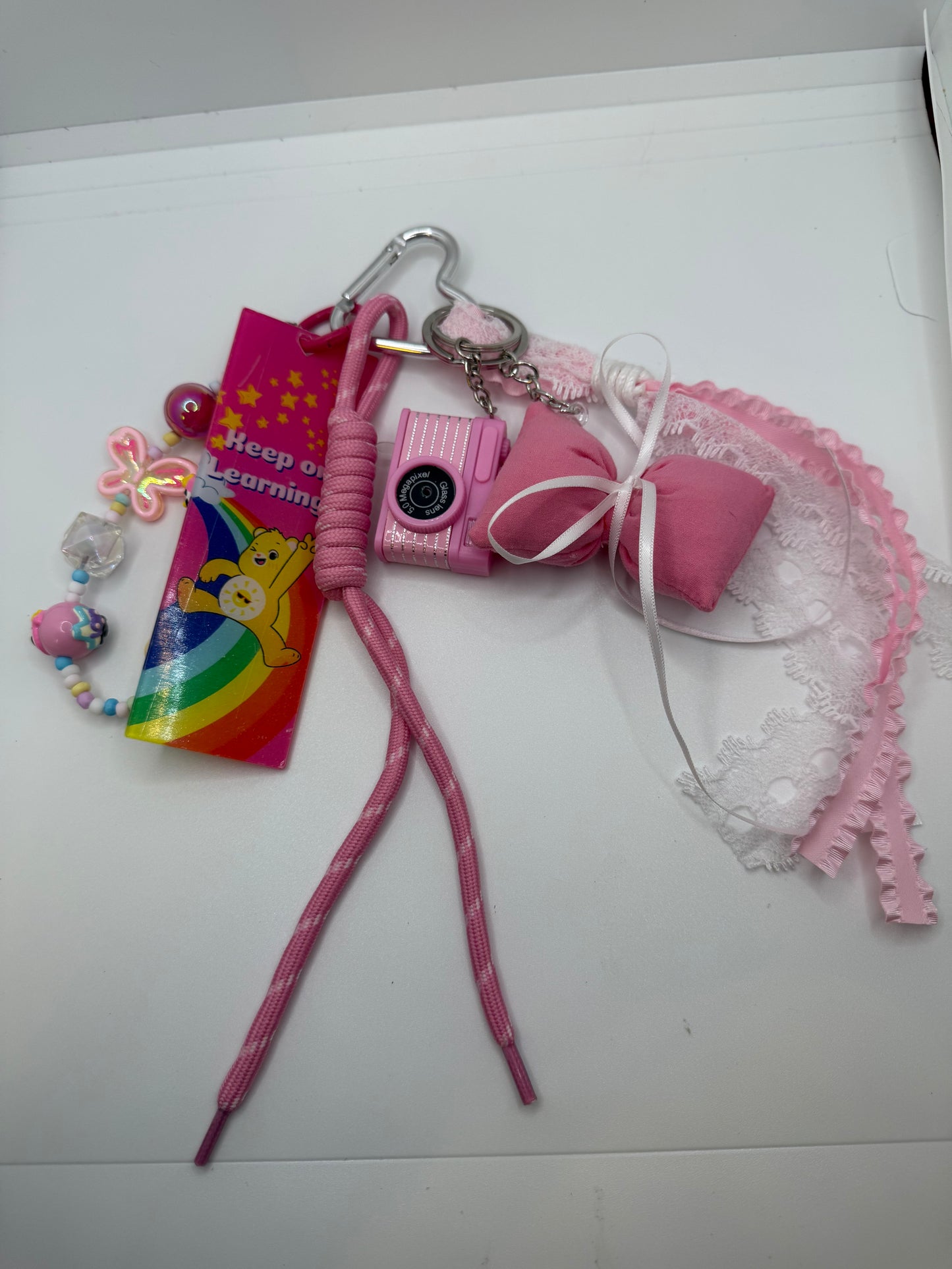 Pink Bow Care Bear Handbag Charm