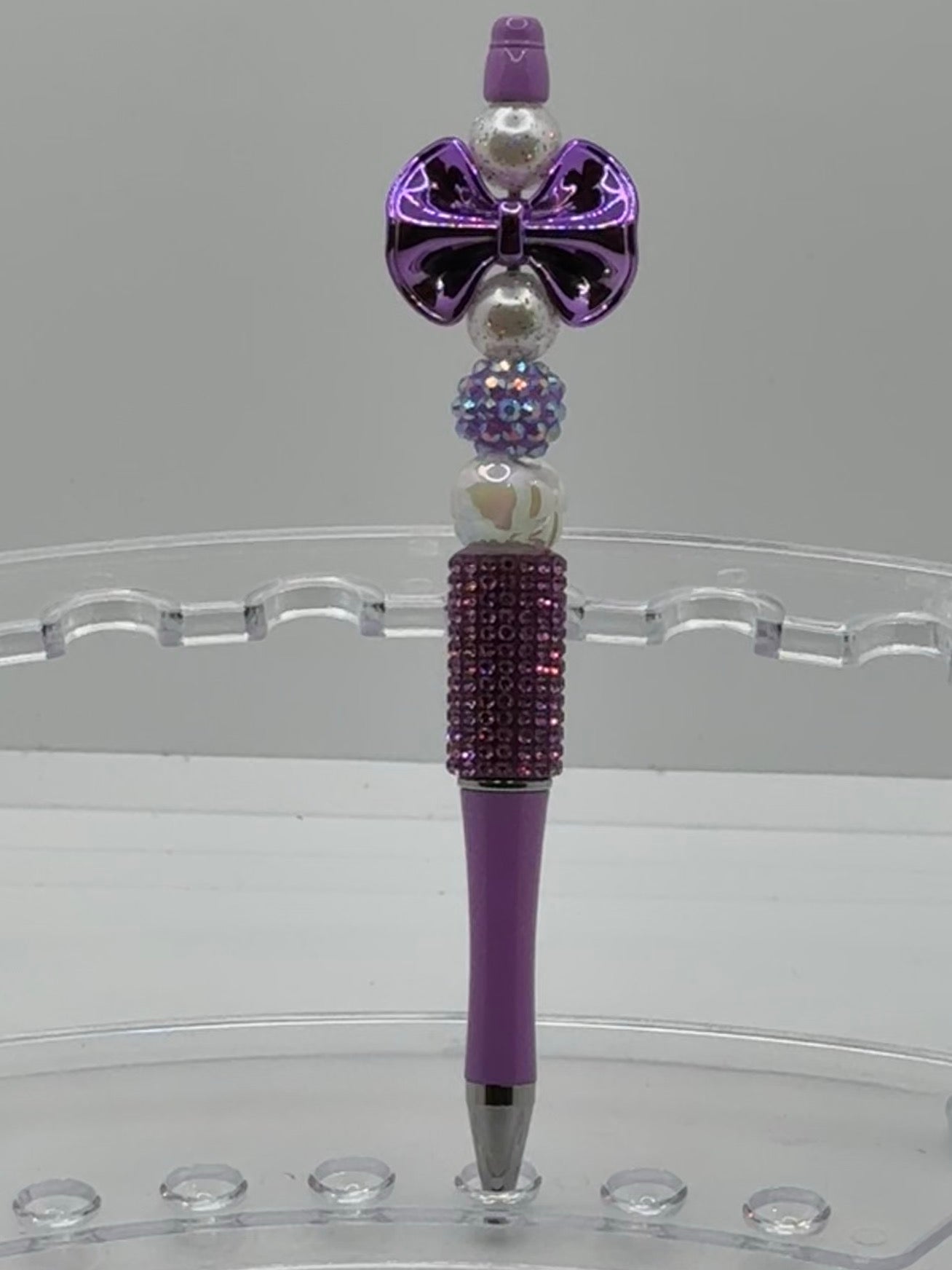 Purple Beaded Bow Pen