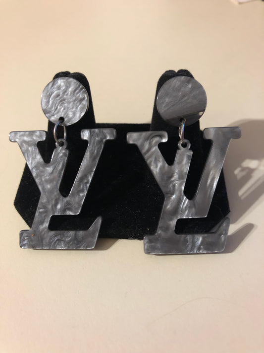 Gray Marbled Earrings