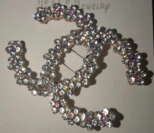 Gold Rhinestone Brooch
