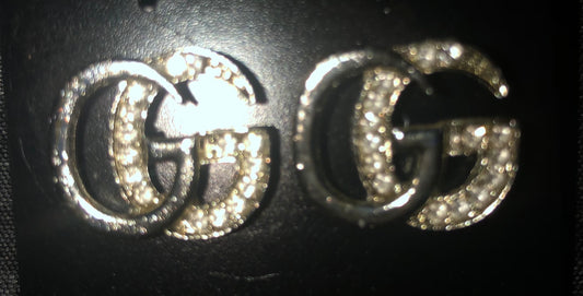 Half Silver Half Rhinestone Stud Earrings