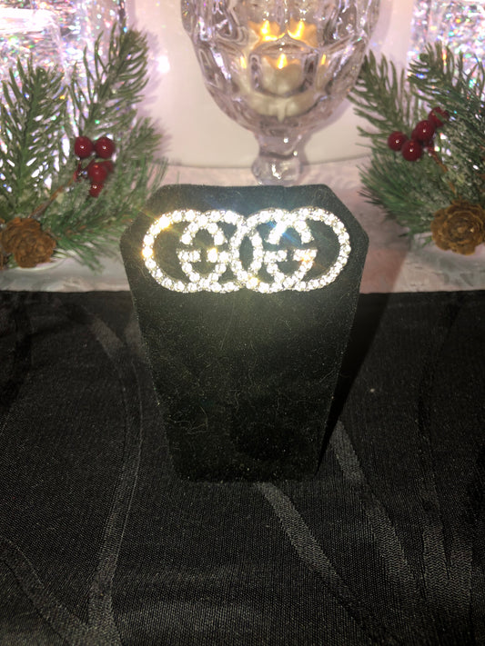 Silver Logo Rhinestone Earrings