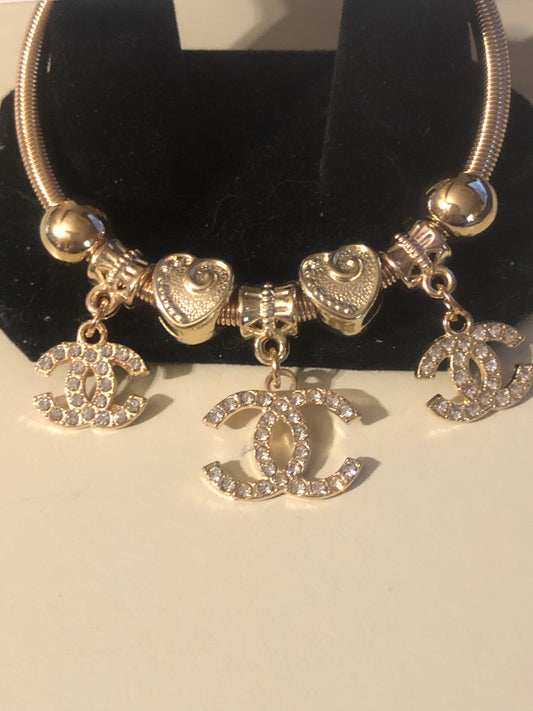 Gold or Silver Triple Logo Stretch Bracelet
