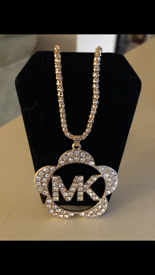 Gold or Silver Rhinestone Flower Necklace