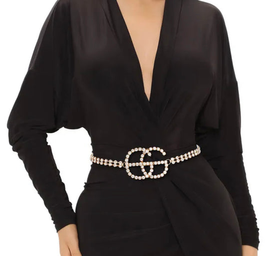 Gold or Silver Rhinestone Belt