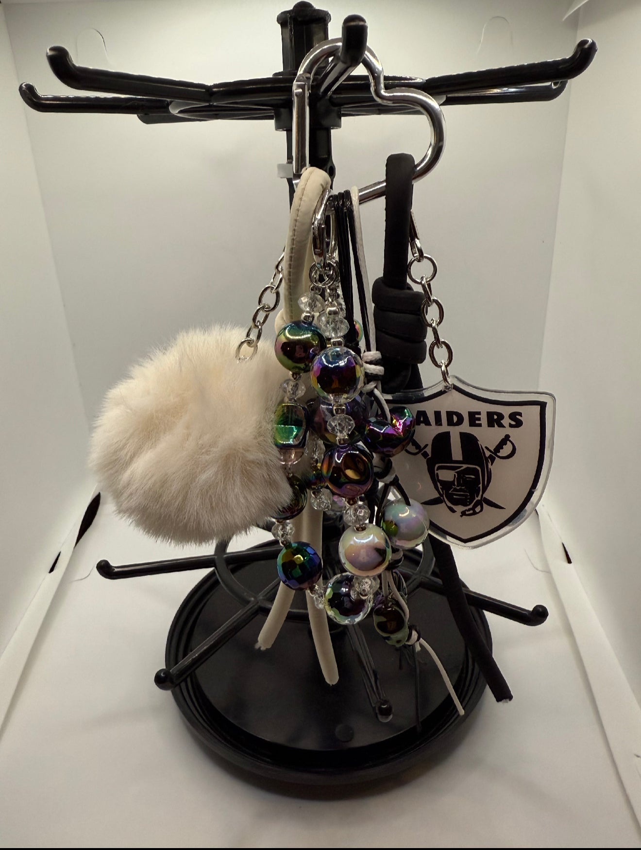 Black & Silver Football Handbag Charm