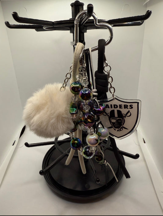 Black & Silver Football Handbag Charm