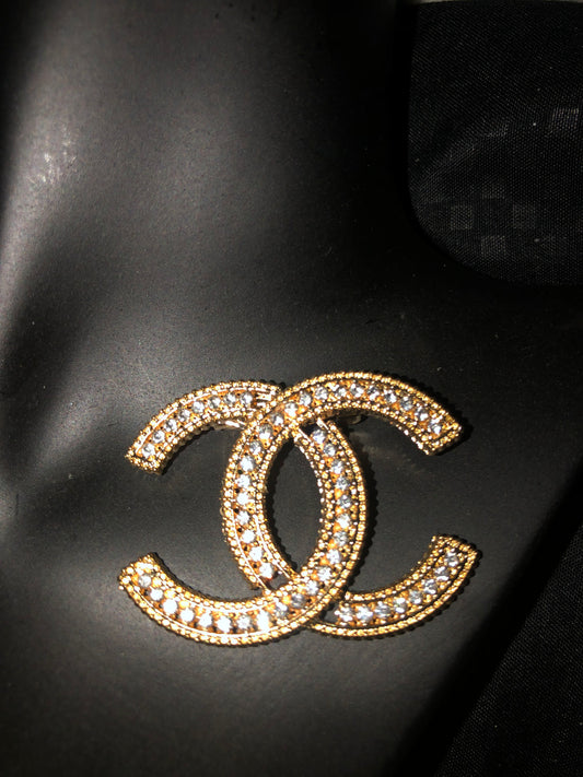Gold Rhinestone Brooch