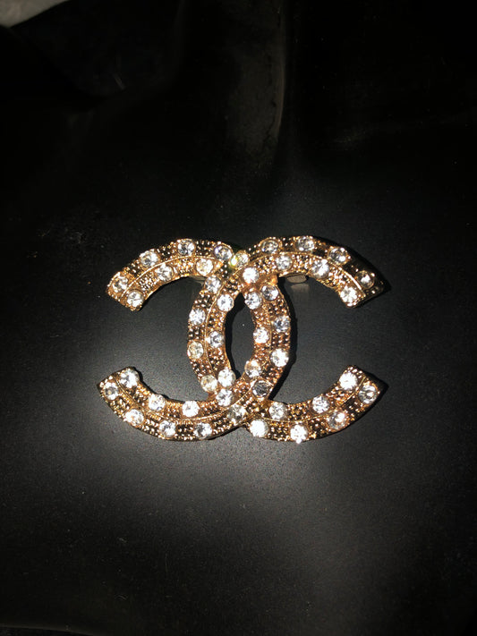 Gold Rhinestone Brooch