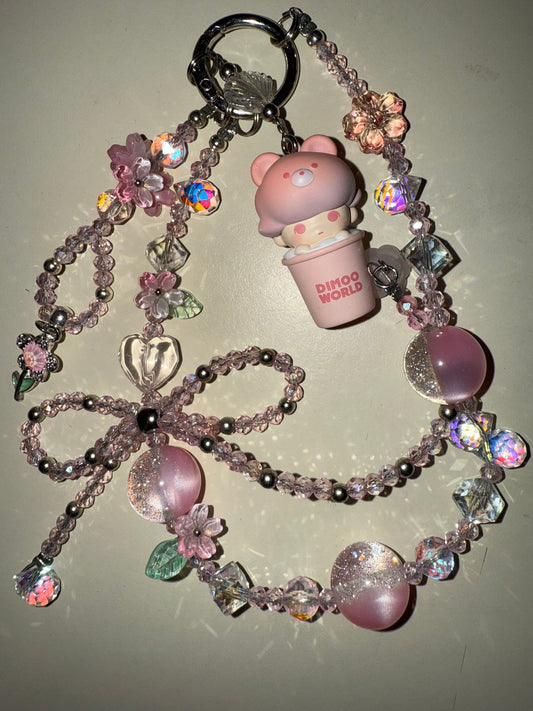 Pink Skullpanda/Dimoo World Bag Charm / Phone Charm