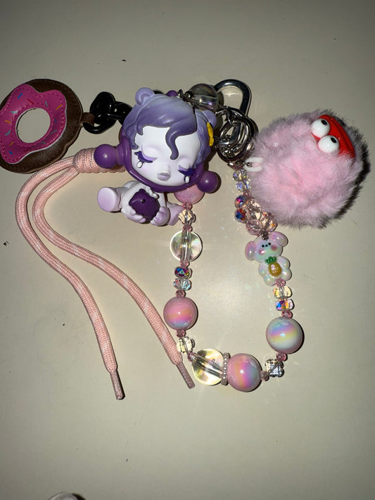 Pink & Purple Skullpanda Dimoo Handbag/Phone Charm
