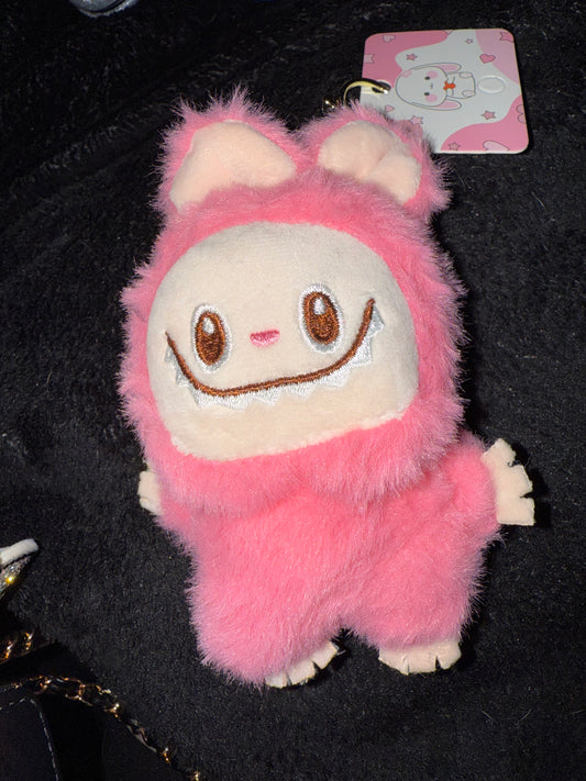 Pink Labubu Inspired Plush Handbag Charm