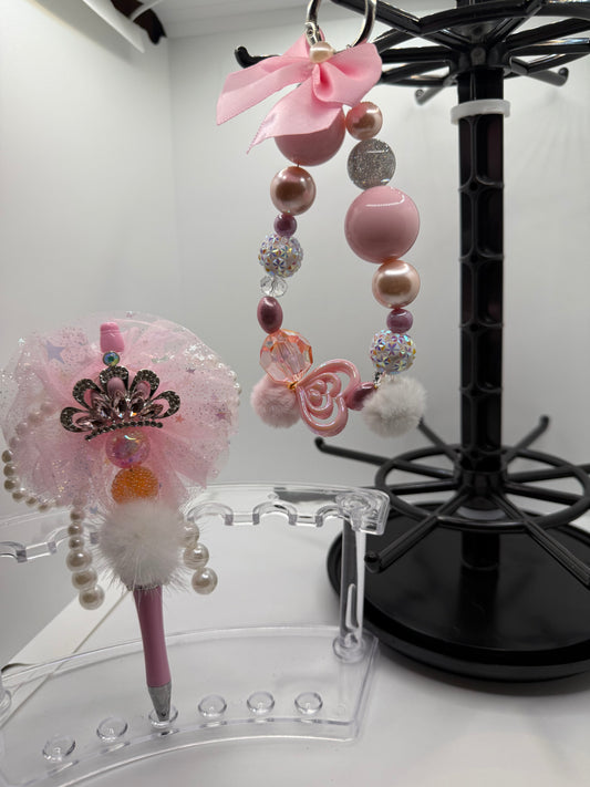 Gorgeous Pink Handbag Charm & Pen Set