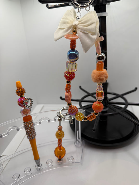 Orange Handbag Charm & Pen Set