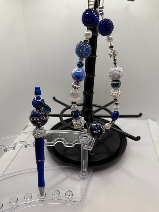 Royal Blue Handbag Charm/Pen Set