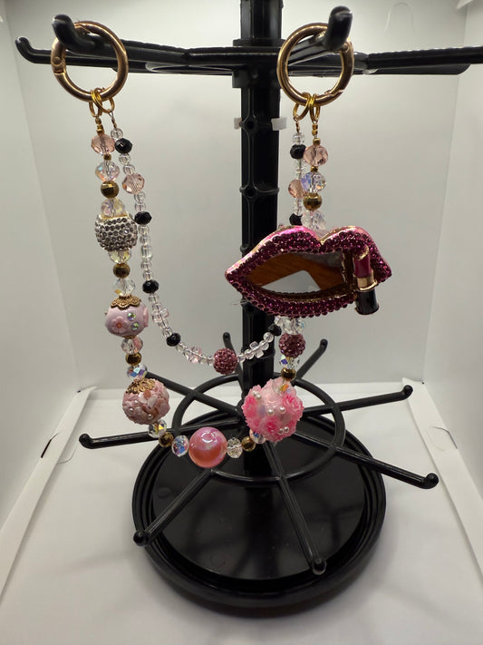 Rhinestones Lips Handbag Charm
