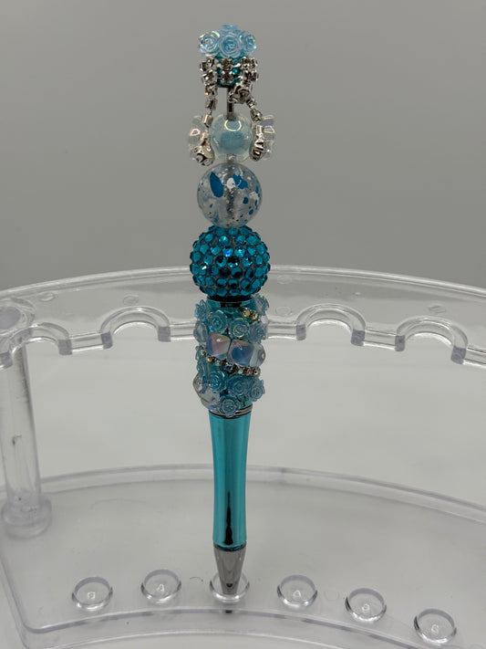 Beautiful blue Beaded Charm Pen