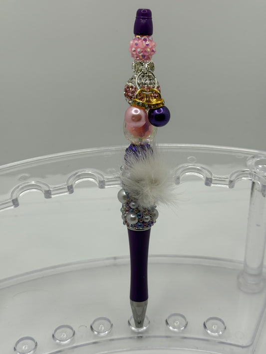 Pink & Purple Beaded Charm Pen