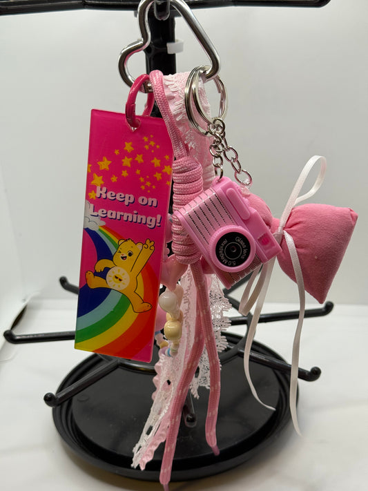Pink Bow Care Bear Handbag Charm