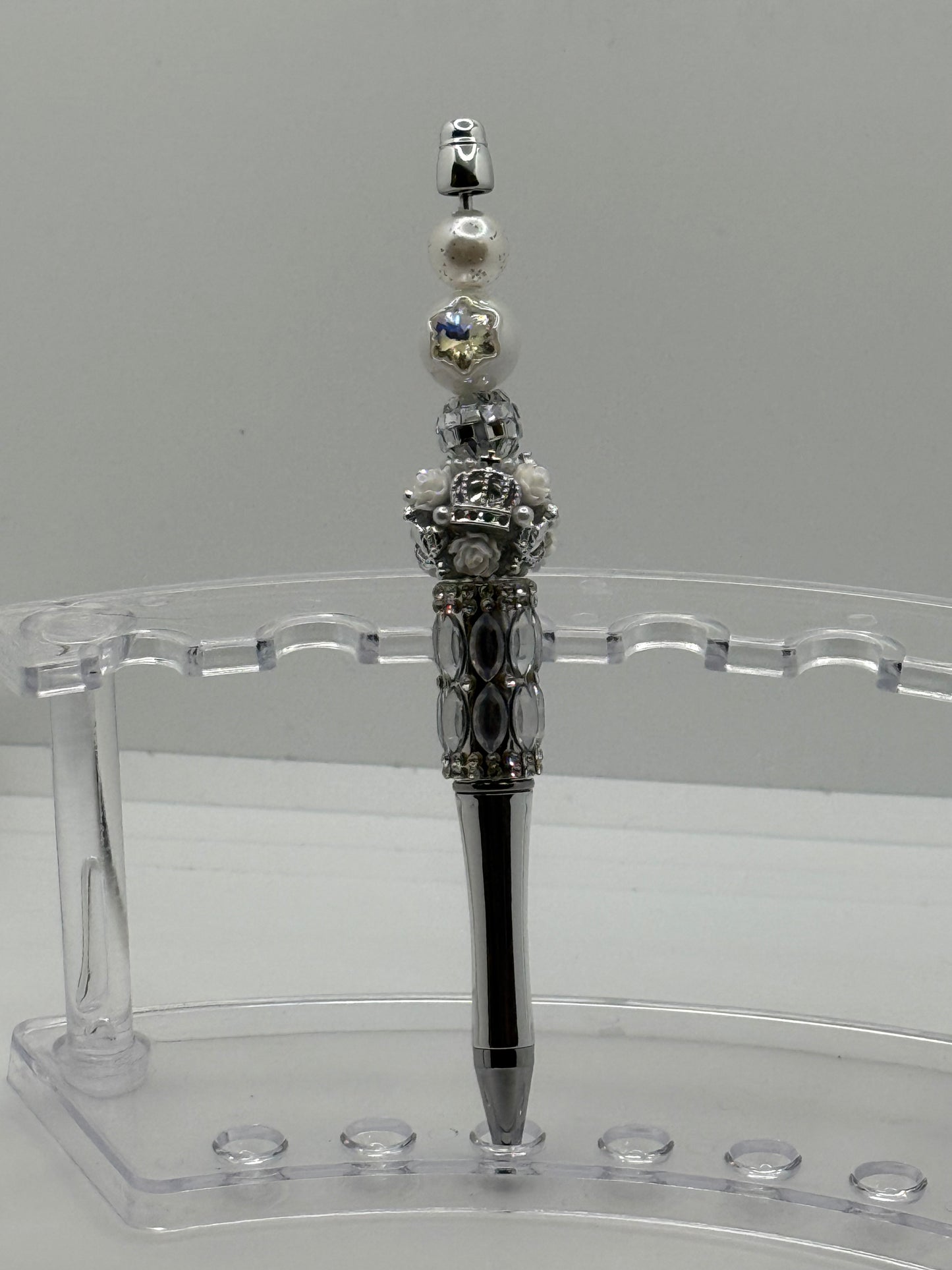 Beautiful Silver Rhinestone Beaded Pen