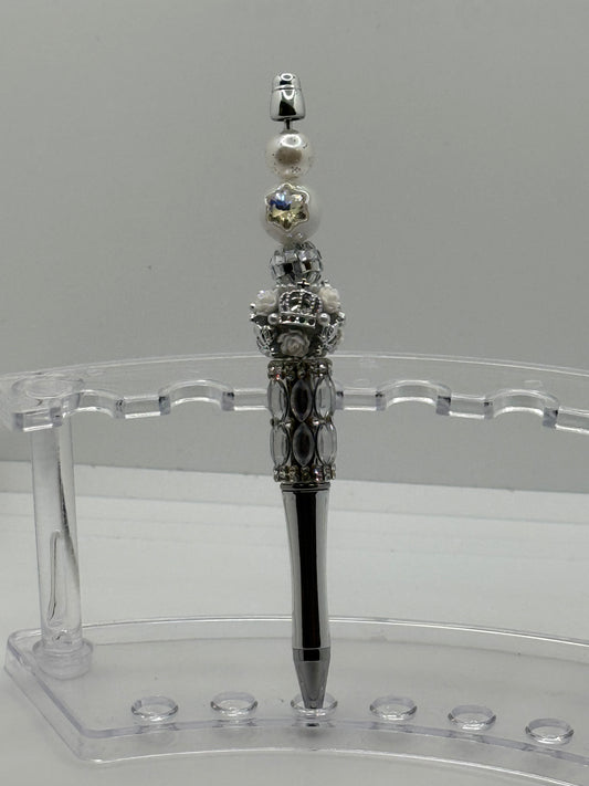 Beautiful Silver Rhinestone Beaded Pen