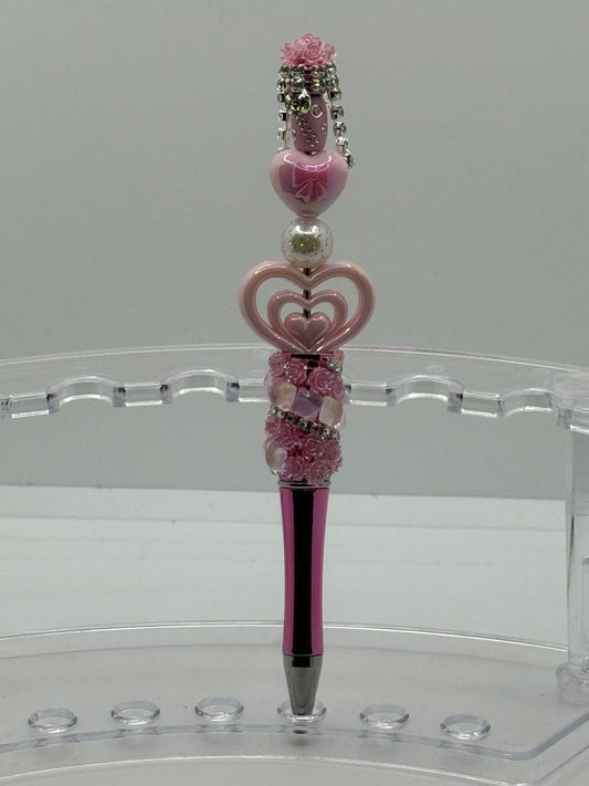 Pink Rhinestone Beaded Pen