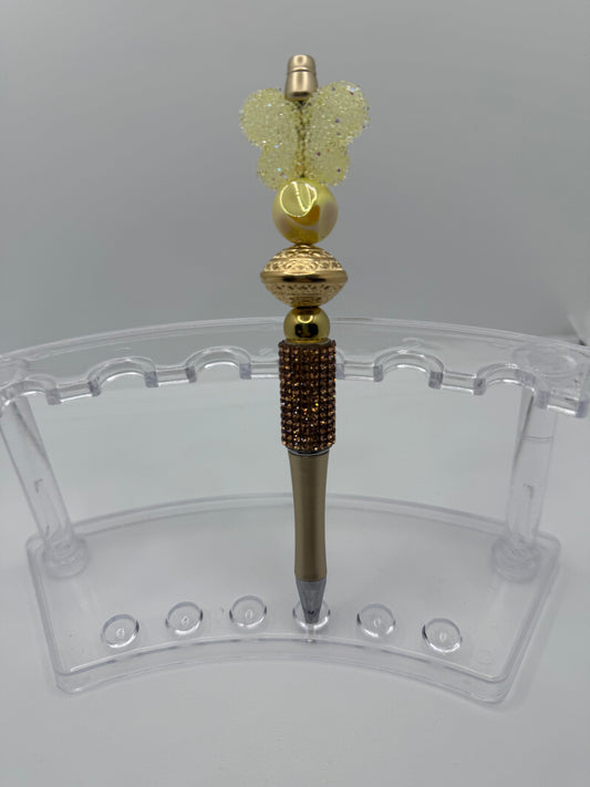 Yellow & Gold Beaded Pen