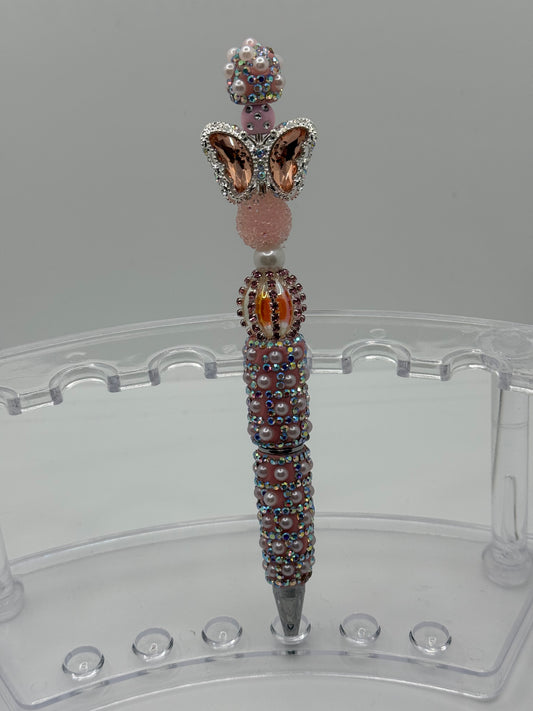 Stunning Pink Rhinestone Butterfly Pen