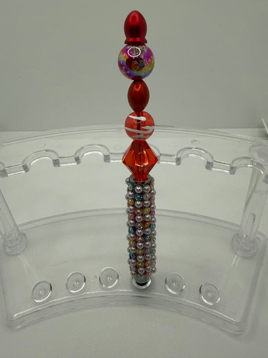Red Rhinestone & Pearl Stylus