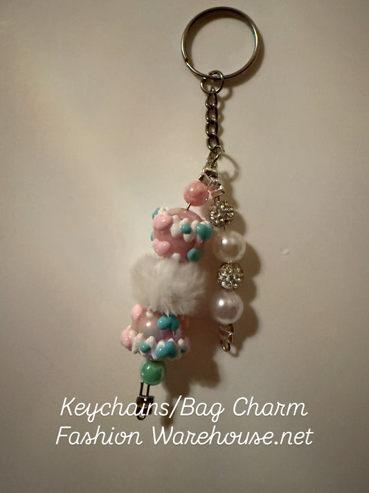 Hand Painted Beaded Keychain/Bag Charm