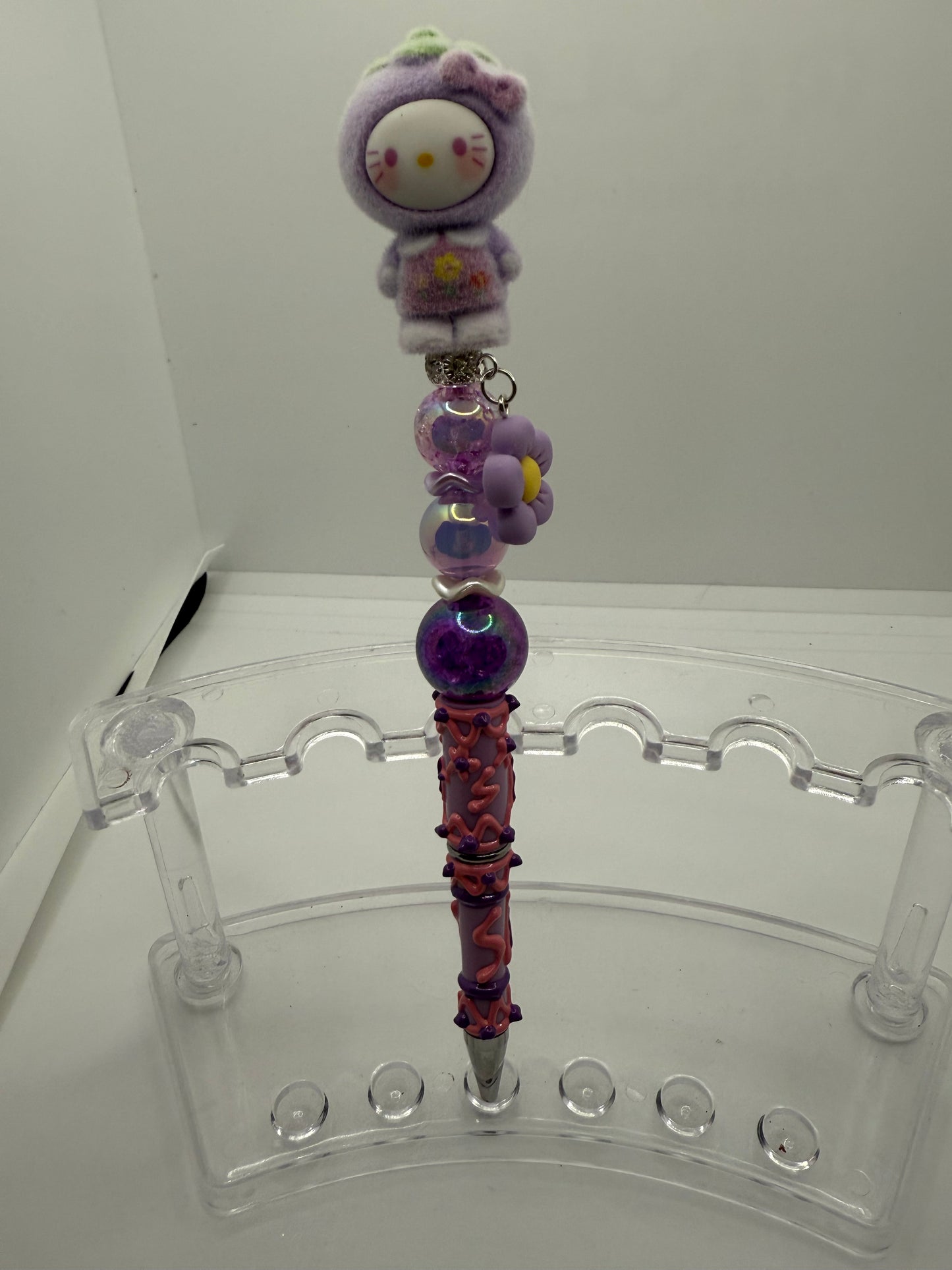 Purple Beaded Charm Pen