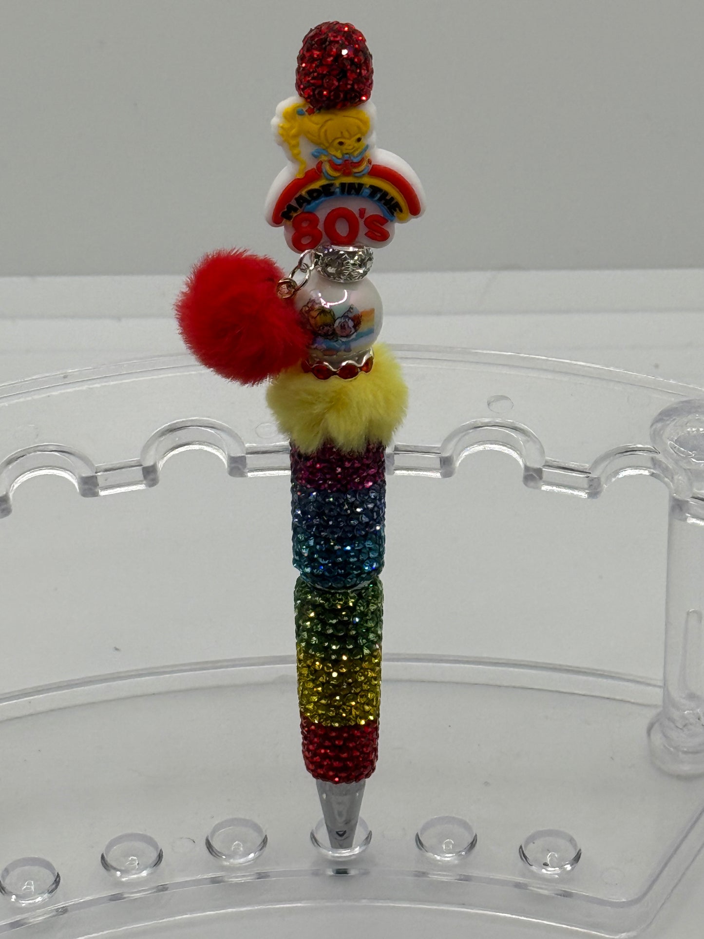 Rainbow Bright Rhinestone Beaded Charm Pen