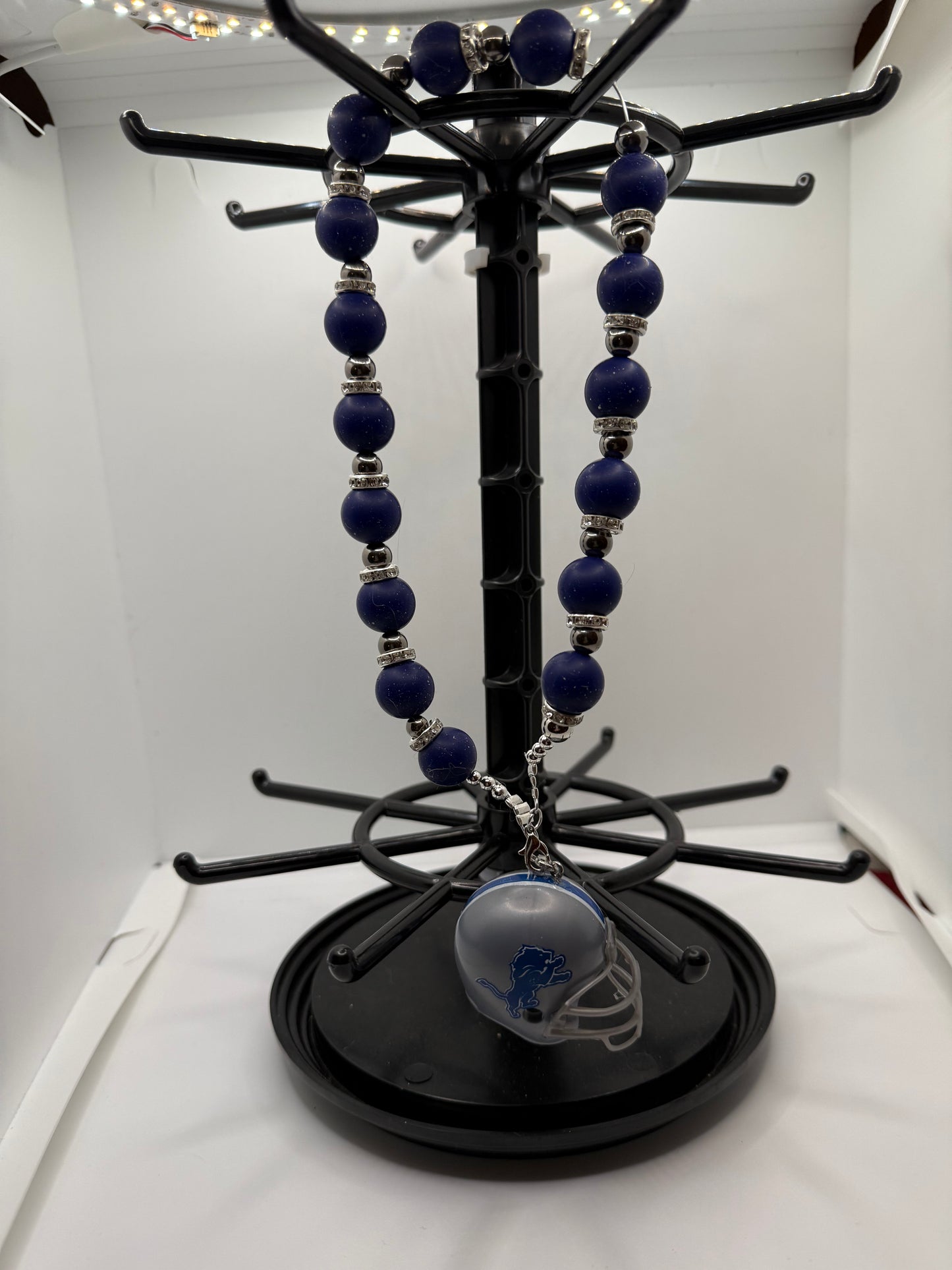 Detroit Lions Rearview Mirror Beaded Charm