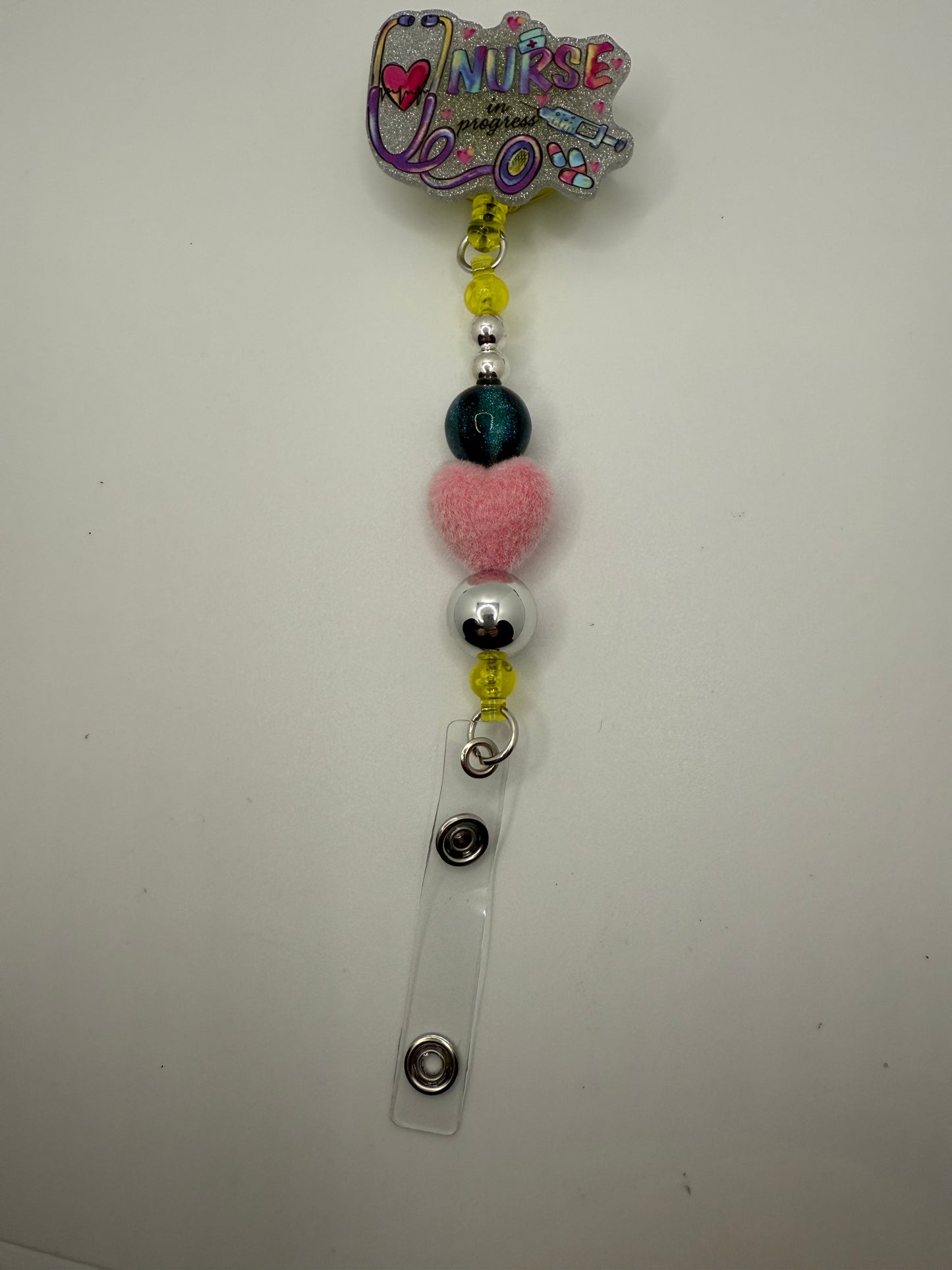 Nurse Acrylic Beaded Badge Reel