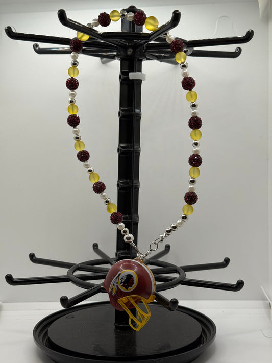 Washington Commanders/Redskins Beaded Rearview Mirror Charm